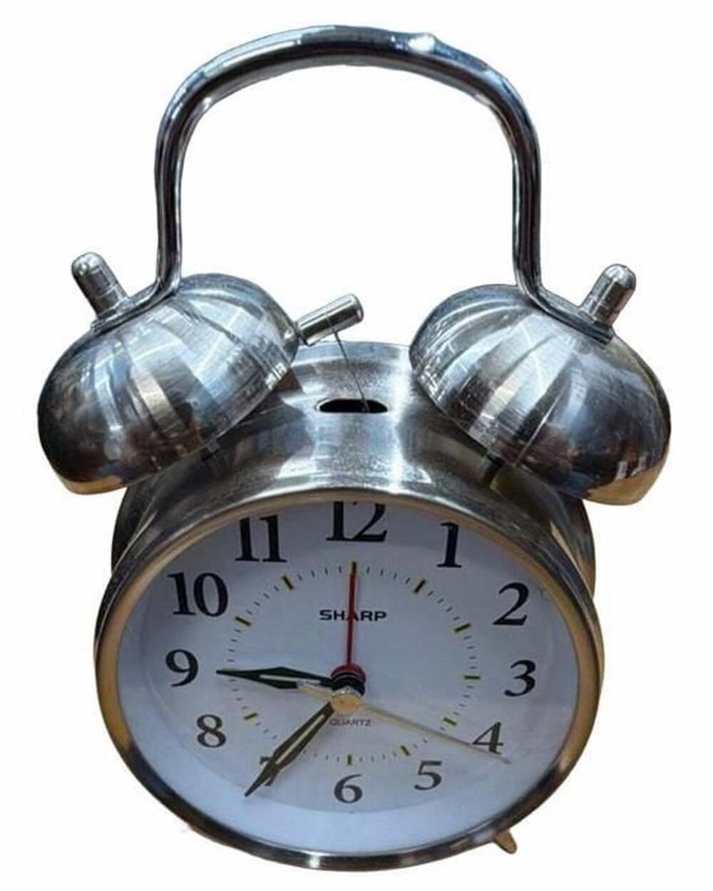 Sharp Twin Bell Alarm Clock Silver Quartz Analog